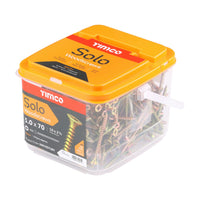 Timco 5.0 x 70mm Solo Woodscrews PZ Double Countersunk 40° Deep Yellow 50070STUBY