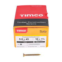 Timco 5.0 x 45mm Solo Chipboard & Woodscrews - PZ - Double Countersunk - Yellow 50045SOLOC