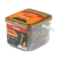 Timco 5.0 x 50mm Solo Woodscrews PZ Double Countersunk 40° Deep Yellow 50050STUBY