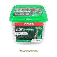 Timco 5.0 x 70mm C2 Strong-Fix - PZ - Double Countersunk - Twin-Cut - Yellow 50070C2TUB