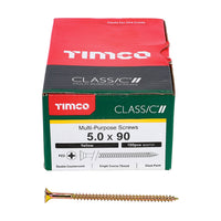 Timco 5.0 x 90mm Classic Multi-Purpose Screws Countsunk Head Yellow (100/Box) 50090CLAF