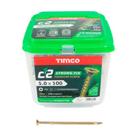 Timco 5.0 x 100mm C2 Strong-Fix - PZ - Double Countersunk - Twin-Cut - Yellow 50100C2TUB