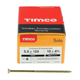 Timco 5.0 x 120mm Solo Chipboard & Woodscrews - PZ - Double Countersunk - Yellow 50120SOLOC