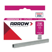 Arrow A187 T18 Staples 11mm (7/16in) Box Of 1000 ARRT18716S