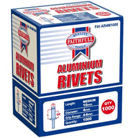 Faithfull 4 X 10mm Aluminium Rivets 4mm Medium Pre-Pack of 1000 FAIAR4M1000
