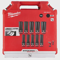 Milwaukee Shockwave Impact Duty 1/2" Drive Socket Pack of 10 4932480457