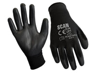 Scan SCAGLOPU240X Black PU Coated Gloves - XL (Size 10)