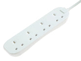 Masterplug Extension Lead 240V 4-Gang 13A White Surge Protected 2m MSTSRG4210
