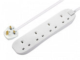 Masterplug Extension Lead 240V 4-Gang 13A White Surge Protected 2m MSTSRG4210