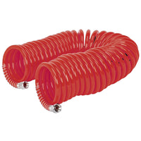 Sealey AH10C/6 PU Coiled Air Hose Line 10m x 6mm with 1/4" BSP Unions