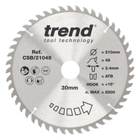 Trend Wood Circular Craft Combination Saw Blade 210mm x 30mm x 48T CSB/21048