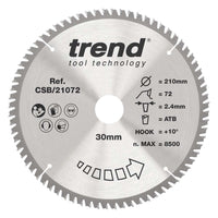 Trend Wood Circular Craft General Purpose Saw Blade 210mm x 30mm x 72T CSB/21072