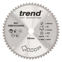 Trend Wood Mitre Craft Crosscut Saw Blade 305mm x 30mm x 60T CSB/CC30560