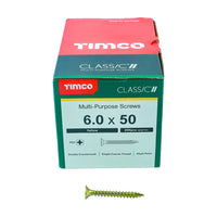 Timco 6.0 x 50mm Classic Multi-Purpose Screws Countsunk Head Yellow (200/Box) 60050CLAF