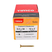 Timco 6.0 x 50mm Solo Chipboard & Woodscrews - PZ - Double Countersunk - Yellow 60050SOLOC