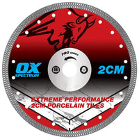 OX Pro 230mm Porcelain Tile Cutting Blade Wet & Dry 2CM-230/22