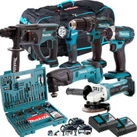 Makita 18V 6 Piece Kit with 3 x 5.0Ah Batteries Charger & Free 100 Accessory Set T4TKIT-7316