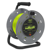 Sealey BCR25G 25m Cable Reel with Thermal Trip 4 x 230V - Hi-Vis Green