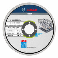 BOSCH 2608603254 115X22.23X1.0MM INOX THIN CUTTING DISC, PACK OF 10