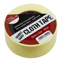 Timco 25m x 50mm Double Sided White Cloth Tape Tough & strong DSCT