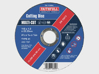 Faithfull 115 x 1.0 x 22.23mm Multi-Purpose Cutting Disc (Pack of 10) FAI11510MUL