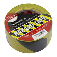 Timco 33m x 50mm PVC Hazard Tape Black/Yellow Weather Resistant HAZT
