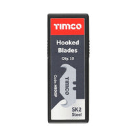 Timco 51 x 19 x 0.6mm Hooked Utility Knife Blade 2" 10 Piece HBDISP