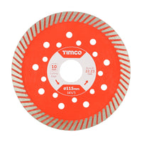 Timco 115mm Addax Multi-Material Premium Diamond Blade Turbo Continuous 115 x 22.2mm MM115222