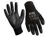 Scan SCAGLOPU240X Black PU Coated Gloves - XL (Size 10)