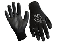 Scan SCAGLOPU240X Black PU Coated Gloves - XL (Size 10)