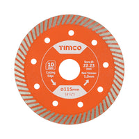 Timco 115mm Premium Tile & Ceramic Diamond Blade Thin Turbo TP115222