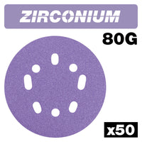 Trend Zirconium Random Orbital Sanding Disc 50pc 125mm 80 grit AB/125/80Z/B