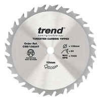 Trend Wood Cordless Circular Craft Thin Kerf Saw Blade 136mm x 10mm x 24T CSB/13624T