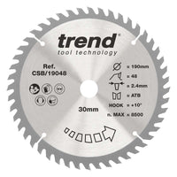 Trend Wood Circular Saw Blade 190mm x 30mm x 48T Fine Finish CSB/19048