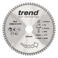 Trend Wood Circular Craft General Purpose Saw Blade 210mm x 30mm x 72T CSB/21072