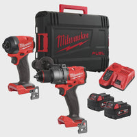 Milwaukee M18 FPP2A3-502X 18V Fuel Combi Drill + Impact Driver with 2 x 5.0Ah Battery Charger & Case 4933480876