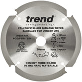 Trend PCD Cement Fibre Board Saw Blade 165mm Dia. X 4 Teeth X 20mm Bore X 1.8mm Kerf PCD/FSB/1654