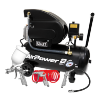 Sealey 24L Direct Drive Air Compressor 2hp with 4pc Air Accessory Kit SAC2420APK